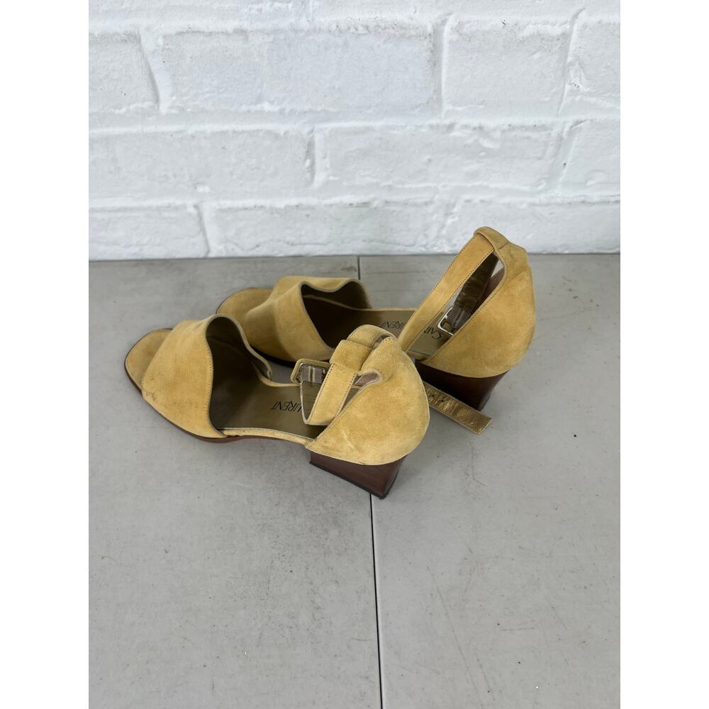 Yves Saint Laurent Womens Suede Block Heel Open Toe Ankle Strap Sandals Size 8.5 - Picture 2 of 6